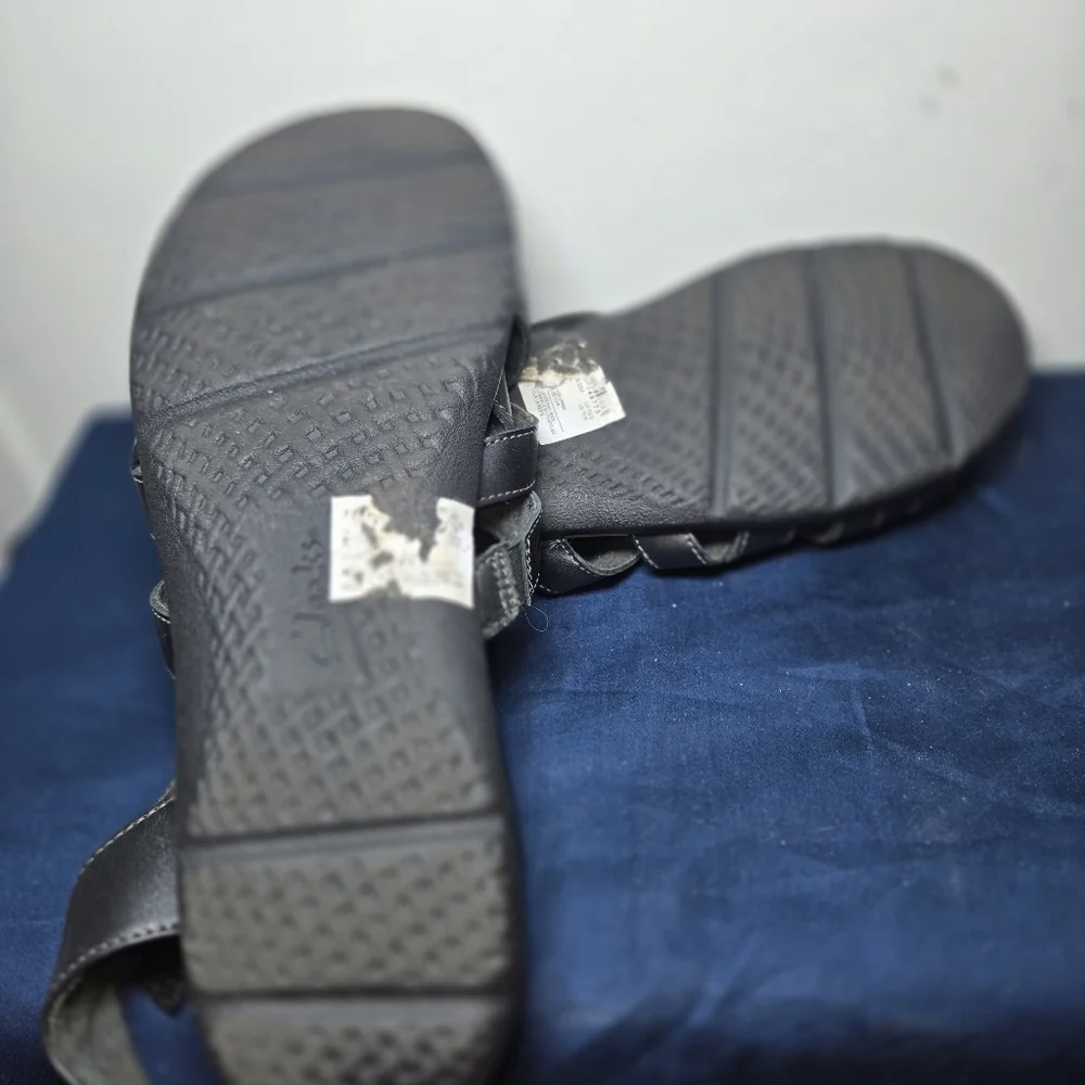 Clarks Elizabelle Sea Fisherman Black Leather Strappy Sandals Womens Size 10 New - Picture 5 of 6